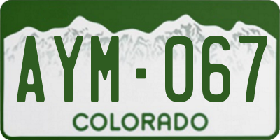 CO license plate AYM067