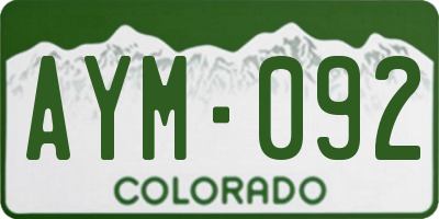 CO license plate AYM092