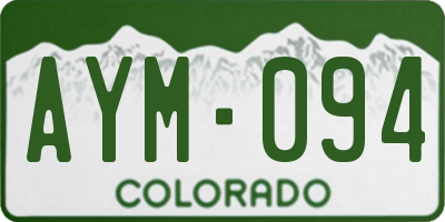 CO license plate AYM094