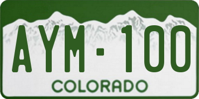 CO license plate AYM100