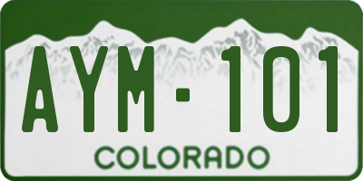 CO license plate AYM101