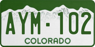 CO license plate AYM102