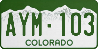 CO license plate AYM103