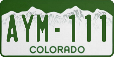 CO license plate AYM111