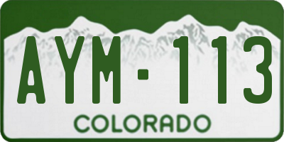CO license plate AYM113