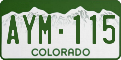 CO license plate AYM115