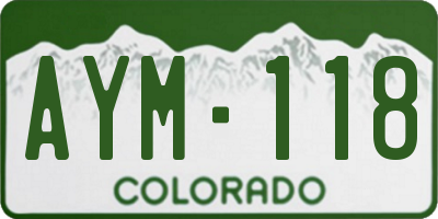 CO license plate AYM118