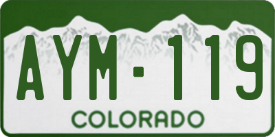 CO license plate AYM119