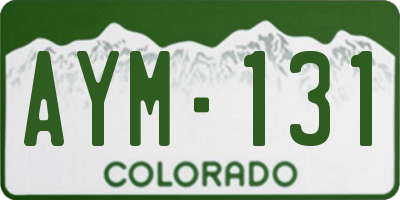 CO license plate AYM131