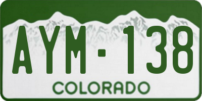 CO license plate AYM138