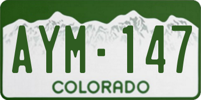 CO license plate AYM147