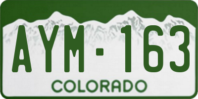 CO license plate AYM163