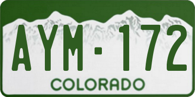 CO license plate AYM172