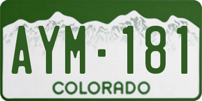 CO license plate AYM181