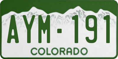 CO license plate AYM191