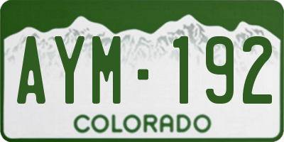 CO license plate AYM192