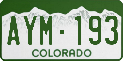 CO license plate AYM193