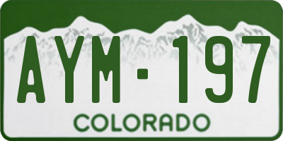 CO license plate AYM197