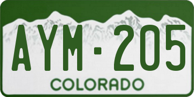 CO license plate AYM205