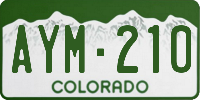 CO license plate AYM210