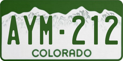 CO license plate AYM212