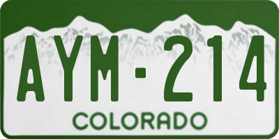 CO license plate AYM214