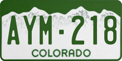 CO license plate AYM218