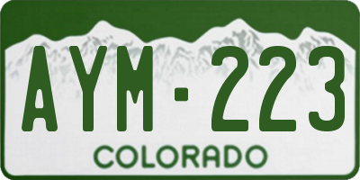 CO license plate AYM223