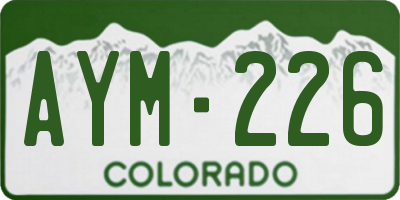 CO license plate AYM226