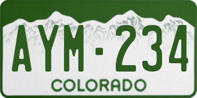 CO license plate AYM234