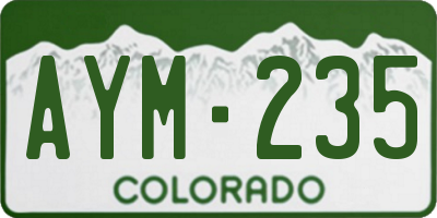CO license plate AYM235