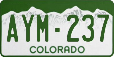 CO license plate AYM237