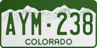 CO license plate AYM238