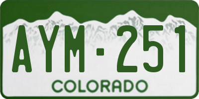 CO license plate AYM251