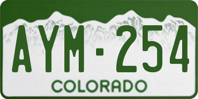 CO license plate AYM254