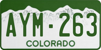 CO license plate AYM263