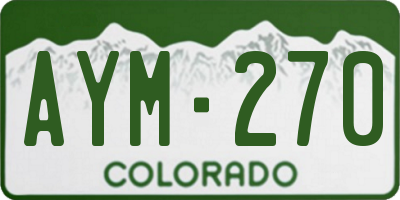 CO license plate AYM270