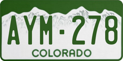 CO license plate AYM278