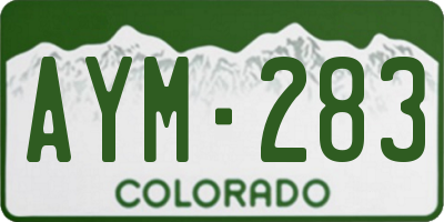 CO license plate AYM283