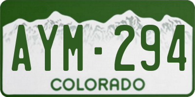 CO license plate AYM294