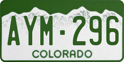 CO license plate AYM296