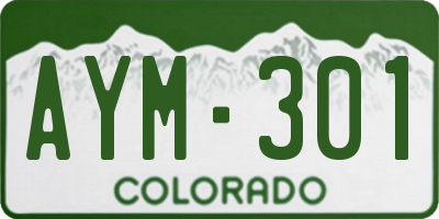 CO license plate AYM301