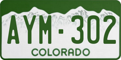 CO license plate AYM302