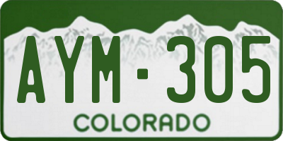 CO license plate AYM305