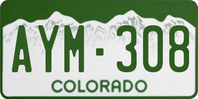 CO license plate AYM308