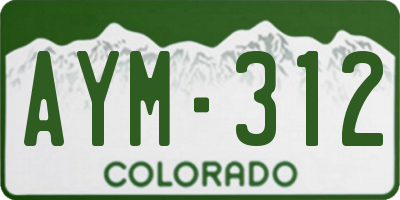 CO license plate AYM312