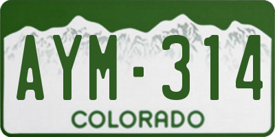 CO license plate AYM314