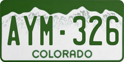 CO license plate AYM326