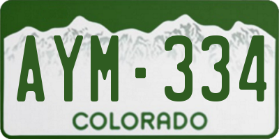 CO license plate AYM334