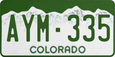 CO license plate AYM335